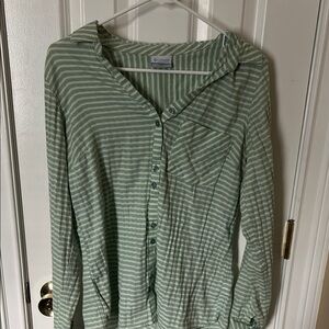 Columbia Mint Green Striped Shirt